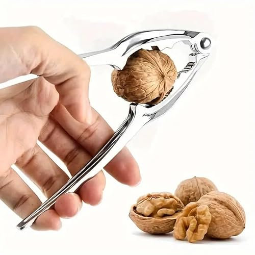 CHEFZOCO Cascanueces, Cascanueces de Metal, Abrenueces con Mango Antideslizante, Pinza Multifuncional, Apto para diferentes tamaños de nueces, Acero inoxidable, 15 cm