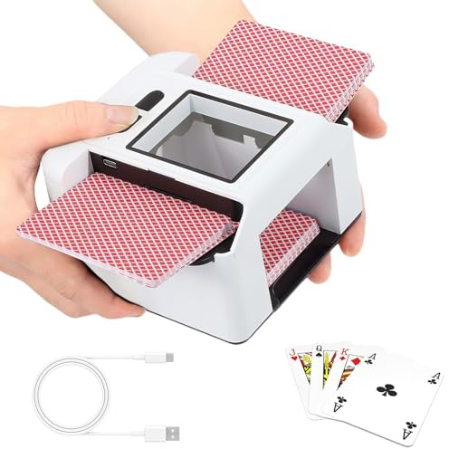 comeder Automatischer Kartenmischer, Kartenmischer mit wiederaufladbarem 2000-mAh-Akku für Kartenspiele, Texas Hold'em, Poker, Heimkartenspiele, Blackjack (B)