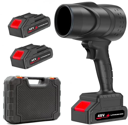 081 Store - Soffiatore a Batteria 48v, 2 ANNI DI GARANZIA, Soffiatore per Foglie con Turbocompressore, Dotato di 2 Batterie da 48V 15000 mAh