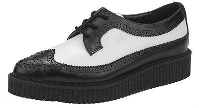 Icon Carnaby Street (T.U.K. Wingtip A8643 Unisex Adults Black White Leather Low Sole Creeper Brogue Shoes Size UK 3-12 EU 36-46 (Black White, UK Footwear Size System, Adult, Men, Numeric, Medium, 10)