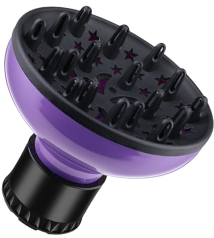 Haarföhn Diffusor 4,2 bis 6,2 Cm Nylon Pvc für Haar und Föhn | Violett, Gleichmäßige Luft- und Wärmeverteilung, gegen Trockenheit und Frizz, für Salon und Weihnachten