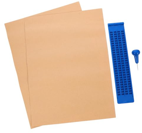 Tavoletta Braille in Plastica Blu, Set Riutilizzabile per Scrittura | 27 Righe 30 Celle, 1 Penna e 3 Fogli Esercizio, per Non Vedenti, Struttura Poco Deformabile