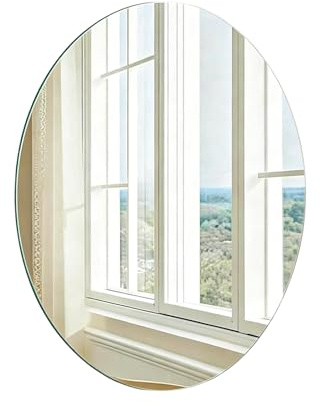 DRERIO 40x30cm Ovaler Klebespiegel für die Wand, Klein Rahmenloser Glasspiegel, Ovaler Badezimmerspiegel HD – für Eingangsbereich, Wohnzimmer