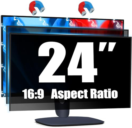 Twugs [2 Pack] Magnetic Computer Privacy Screen for 24 Inch Monitor, Anti-Glare Blue Light Privacy Filter Shield, Easy Installation, 16:9 Aspect Ratio