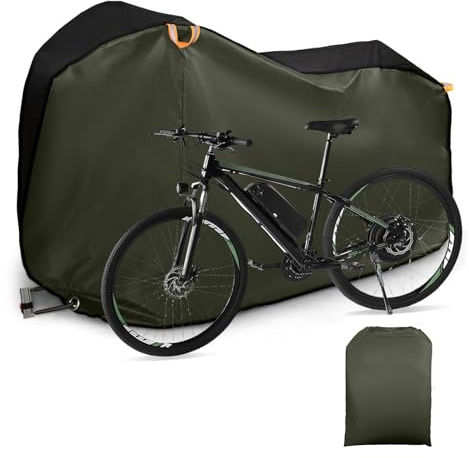 PANPHEN Bike Cover Waterproof for 1 bike, Heavy Duty 210D Oxford Fabric Bike Cover For Outside Storage,Rain Sun UV Dust Wind Proof with Lock Holes and Storage Bag for Mountain Bikes,Road Bike,Green