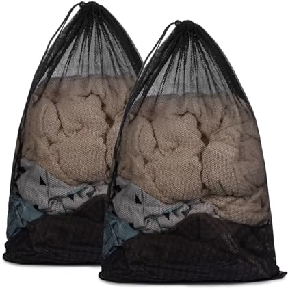 Galenecx 2 Piezas Bolsa Lavadora, Reutilizable Bolsa de Lavandería, Duradera Bolsas Malla Lavanderia con Cordón, Bolsas de Lavandería de Malla, Red Lavadora Ropa para Evitar la Deformación