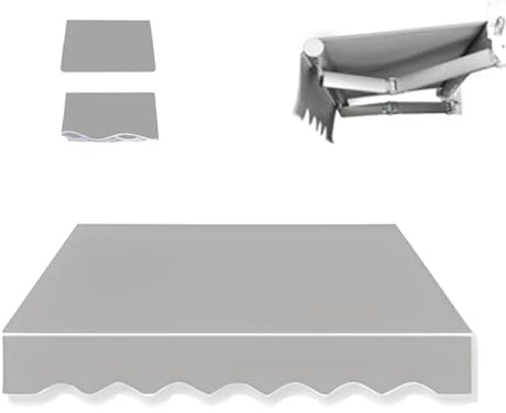 Wasserdichter Stoff-Sonnenschutz, einziehbar, Terrassenüberdachung, Ersatz, Outdoor-Unterstand für Decks, Polyester, UV-Schutz (Grau, mehrere Größen)