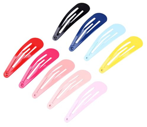 TOGEVAL 100pcs Snap Clip Water Drop Shaped Barrettes Metal Hair Accessory Assorted Glossy Hair Clips for Toddlers Girls Boys and Girls Random Color
