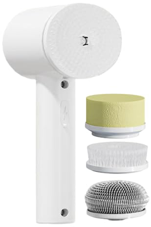 Electric Bathroom Scrubber | Cordless Lightweight Cleaning Brush | Electric Washer Dryer with Replaceable Heads | for Bathtub, Tiles, Floor, Wall, Toilet, Kitchen, Fine