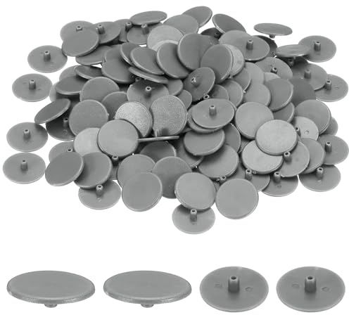 sourcing map 300Pcs 3x17.5mm Plastic Hole Plugs, Round Screw Cap Cover, Panel Drill Hole Plugs for Furniture Cabinet Cupboard Shelves Fencing Post Pipe Insert End Caps, Light Gray