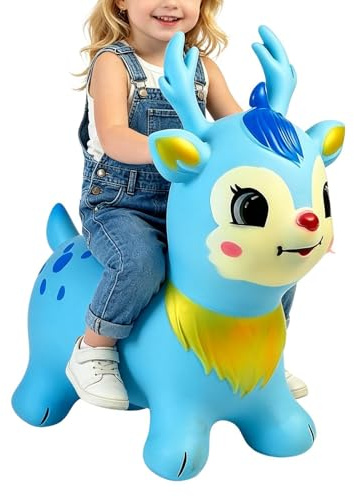 Caballo Saltarín para Niños - Inflable de Goma - de Animales Saltarines para Niños y Niñas,Uso en Interior y Exterior, Hogar, Colegio, Preescolar, Guardería, Viajes,