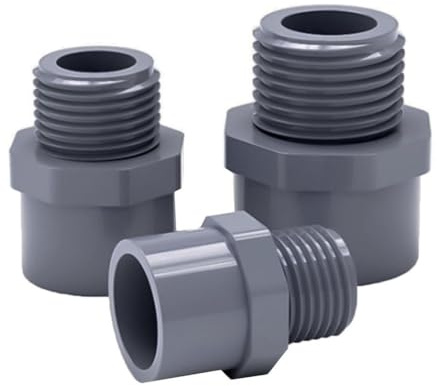 GENTERUN 2 Pezzi Grigio Scuro ID 20MM 25 32MM Giunto Tubo in PVC Bidirezionale, Adattatore di Collegamento con Filettatura Esterna SCH40, Utilizzato for Assemblaggio Mobili, Sistemi Irrigazione(20mm)