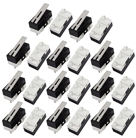 sourcing map 20Stk 125V 1A 3 Terminals Momentanen 13mm Hebel Arm Mikro Schalter Schwarz KW10 DE de