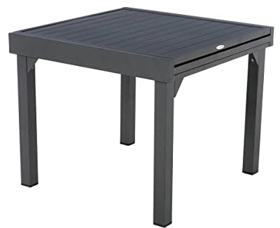 HESPERIDE - Table de Jardin Extensible Piazza Gris Graphite - 8 Places - Aluminium Antirouille - Meuble d'Extérieur à Rallonge Coulissante