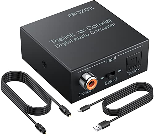 PROZOR Convertitore Audio Digitale a SPDIF Toslink Ottico o da Toslink a Coassiale Convertitore Bidirezionale da Digitale Coassiale Supporta DTS/Dolby-AC3 Convertitori Audio per PS4 Blu-ray UHD TV