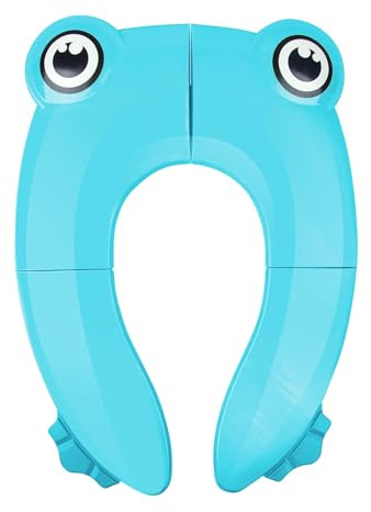 Pejoye Enfant WC Réducteur Bébé Réducteur de Toilette, Réducteur WC Voyage, Pliable Enfant Siège de Toilette, Voyage Siège Pliable de Toilette avec 1 Sac de Transport, Grenouille Bleu