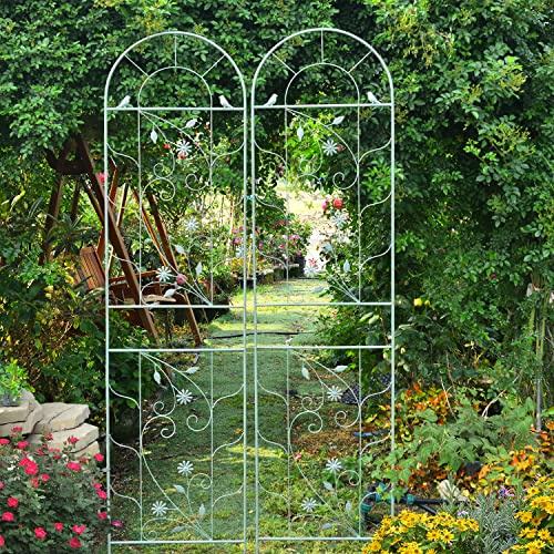 Sungmor Lot de 2 Treillis de Jardin en métal pour Plantes grimpantes | Support de Support d'usine de Fer de Style Rustique rétro pour la Vigne grimpante | Décoration de Jardin Patio extérieur