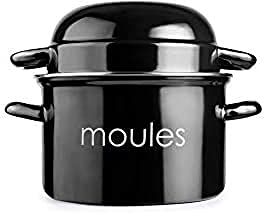 IBILI - Olla para mejillones negra, 22 cm, Acero esmaltado, Apta para induccion