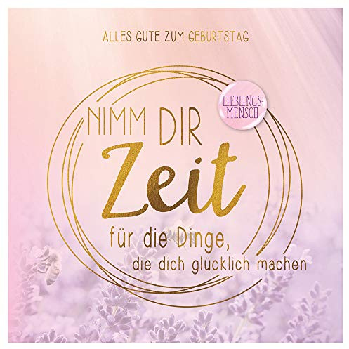 KE - Exklusive Geburtstagskarte mit Glasapplikation, 150x150mm Format, inklusive Umschlag - Einzigartiges Design für besondere Anlässe - Motiv: Zeit