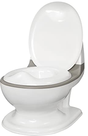 Nuby Dr. Talbot's - My Real Potty - Kinder Töpfchen mit Spülgeräusch - Toilettentrainer für Kinder - mit echtem Sound und Batterien sind im Lieferumfang enthalten - Toilette Grau und Weiß - 18+ Monate