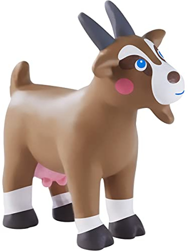 HABA Little Friends Ziege - Ziegenbock-Spielfigur für Kinder ab 3 Jahren - Bauernhof-Tiere für kreatives Rollenspiel - aus robustem Kunststoff - 1305634001