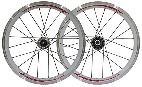 ZFF Falten Fahrrad Laufradsatz 16 Zoll Kleines Rad Vorderrad Hinterrad Schnelle Veröffentlichung Singlespeed-Nabe Doppelwandig Rand V-Bremse 20 Löcher (Color : White)