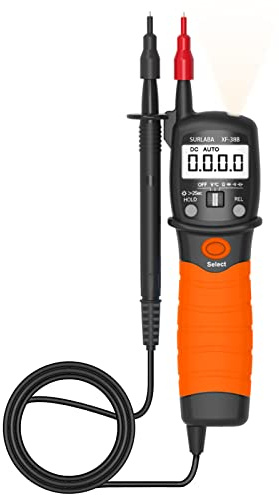 SURLABA Digital Voltmeter Durchgangsprüfer, 600V AC DC Stift Voltage Tester 2000 Count Auto Range, Spannungsprüfer Multimeter Widerstand Diode Test mit Taschenlampe, Stiftmultimeter für Haushalt, Car