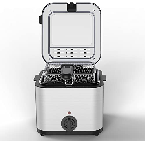 PanHuiWen Deep Fat Fryers 2.5l Small Deep Fat Fryers 1000w with Viewing Window, Non-Slip, Easy Clean and Adjustable Temperature Control