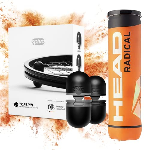 spivo ® Recomendado por el DTB. Topspin Escucha Directamente! Set de Accesorios, análisis de vídeo Propio, Libro de Entrenador de Tenis + Pelota de Tenis Radical Head
