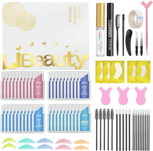 Libeauty Wimpernlifting Set, Augenbrauen Lifting und Lash Lifting Set, Lash Lift Kit, komplettem Werkzeug und Keratin, für Den Einsatz Zu Hause und Im Salon