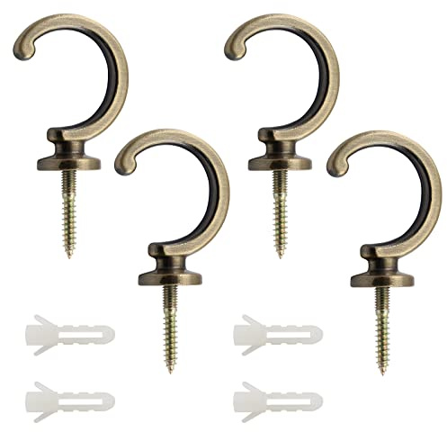 Waziaqoc Vorhang-Raffhalter in Antik-Bronze, Wandmontage, Vorhang-Raffhalter, Zinklegierung, Vorhanghaken für Vorhänge, Türperlen, 4 Stück