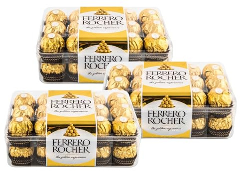 3X Ferrero Rocher XL Praline di Cioccolato al Latte e Nocciole con Ripieno Cremoso Confezione da 30 Praline 375g [3 Confezioni]