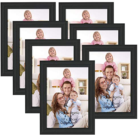 Giftgarden 7 Stück Bilderrahmen Set 10x15 cm für 15x10 Fotos und Bilder, Schwarz Fotorahmen Collage, Wand- oder Tischaufsteller - Geschenk Freund