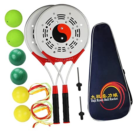 Perfeclan Tai Racket Ball Set Softball Fitness Taiji Rouli Ballschläger mit Aufbewahrungstasche für das Fitnesstraining für ältere Menschen