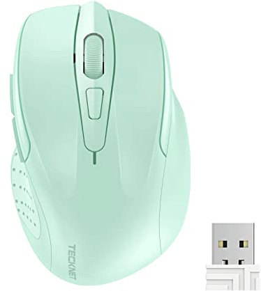 TECKNET Souris sans Fil, 2.4G Souris Optique 4000 DPI avec 6 Niveaux Réglable, Souris Ergonomique pour PC, Ordinateur Bureau/Portable - Vert