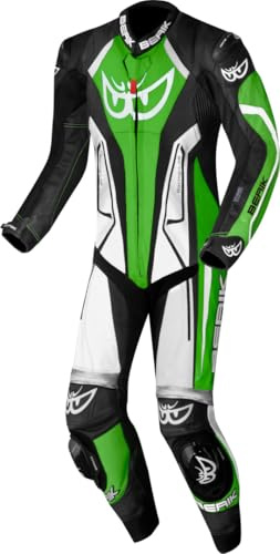Berik Losail-R perforated Tuta in pelle della moto canguro di un pezzo, nero/bianco/verde, 54