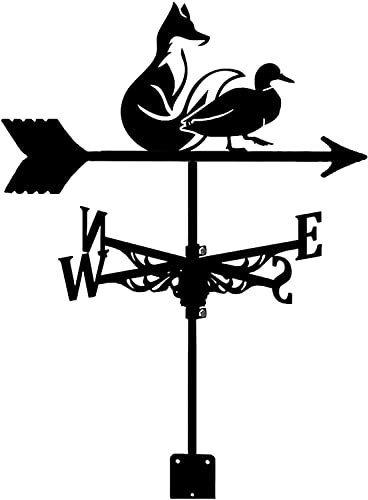 CAZARU Wetterhahn Edelstahl Katze Sensenmann Silhouette ​Windfahne Wetterfahnen Windrichtungsanzeiger mit Rostschutzbeschichtung für Outdoor-Dekorationen, Basteln, Fuchs und Ente