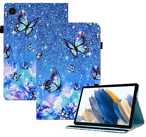CXTCASE Custodia per Samsung Galaxy Tab A8 2021/2022 10.5 (SM-X200/SM-X205/SM-X207),PU Intelligente Tablet Cover Samsung Galaxy Tab A8 2021,Tablet Custodia con Slot per Schede,Farfalla Fiorita