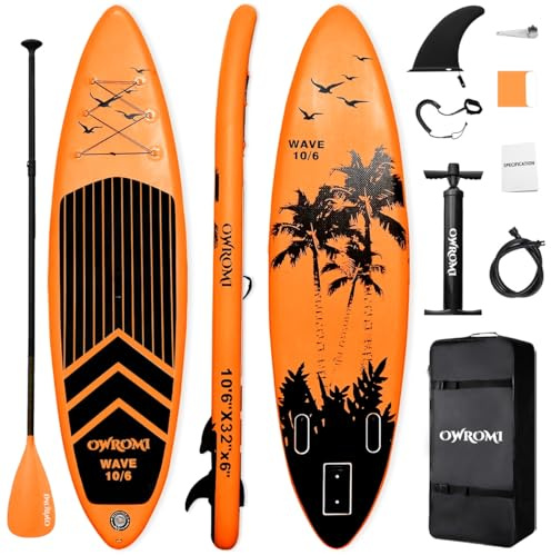 SUP Inflatable Stand Up Paddle Board 10'6 Ultra-Light Thick Paddleboard for All Skill Levels ISUP Paddle Board with Accessories, 10/6 Inflatable Paddle Boards for Adults & Youth