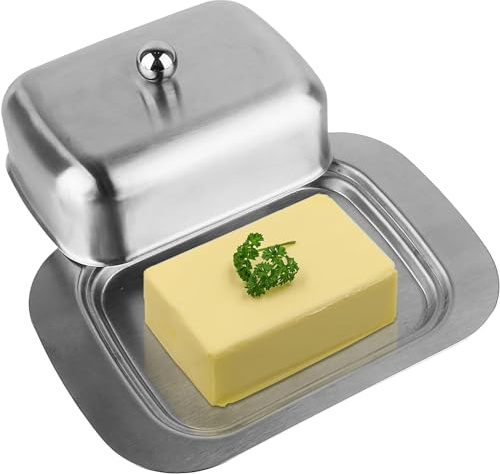 Uadme Mantequillera con Tapa, Elegante Manténgase Caliente Mantequillera Platos de Postre con Tapa Plateada para Bocadillos De Postre De Mantequilla Cocina Casera Y Restaurante