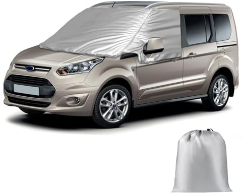 Auto Windschutzscheiben Abdeckung Ersatz Kompatibel mit Ford Transit Connect 2012-2021, Silber Upgrade Frontscheiben Sonnenschutz Wetterfeste Wrap Cover, 100% Verdunkelnd, Blockiert UV Strahlen