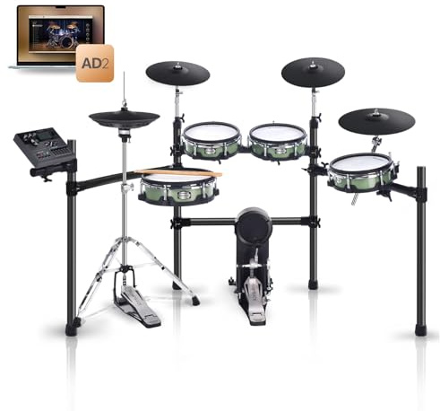 HAMPBACK ACE-530 Electric Drum Set with Double Layers Mesh Heads, Choke Cymbal, Independent Hi-hat Stand, Restore Authentic Drum Sound & Percussive Feel, Bluetooth Sound Module, Suit for Professional
