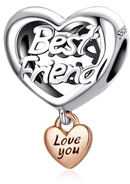 Alstiva Familie Freundschaft Liebe 925 Sterling Silber 5A Zirkonia Charm Anhänger für Armband Charm Bead Pendant für Europäische Armbänder Halsketten Schmuck Geschenk für Damen Frauen