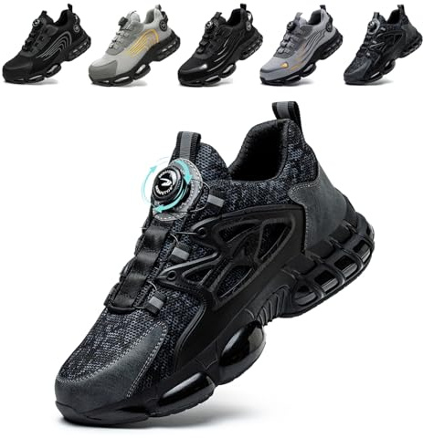 Arbeitsschuhe Herren Damen Sicherheitsschuhe Stahlkappenschuhe Sportlich Atmungsaktiv rutschfeste Safety Shoes Black 46 EU