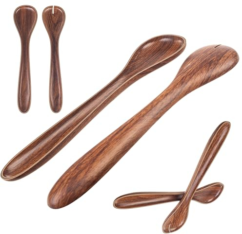 KADAX Lot de 2 couverts à salade en plastique - 30 x 7 cm - Élégant - 2 pièces - Cuillères de service pratiques et fourchette à salade - Marron