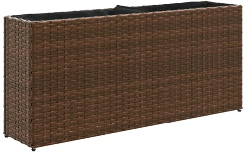 vidaXL Hochbeet mit 2 Fächern Braun 90x20x40 cm Poly Rattan