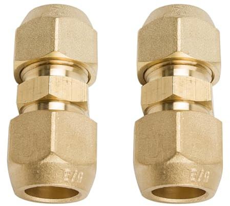 5/8 Klimaanlagen Verschraubung Set, 2 Stück Doppelnippel für Kupferrohre, Kupferrohrverlängerung für Gelenk-Doppelverbinder, Kupferrohrdurchmesser für Schlagmutter 15,88 mm Kupferrohr