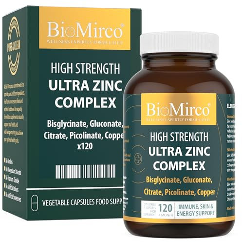 Zinc Supplements, High Strength Zinc Picolinate, Bisglycinate, Gluconate, Citrate 30mg & Copper Complex, Immune System & Cognitive Function, Zink Supplement for Men & Women, 120 Capsules, UK Made