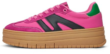 LUCKY STEP Scarpe Donna con Plateau - Zeppa Classica Tela Retro Caviglia Bassa Comode Casual