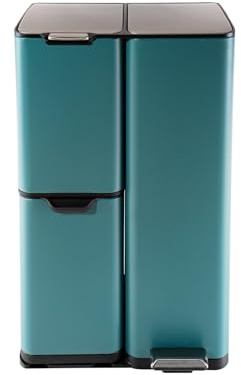 HTI living Mülltrennsystem Jannik 60 Liter Türkis Mülleimer Edelstahl mit 3 Behältern